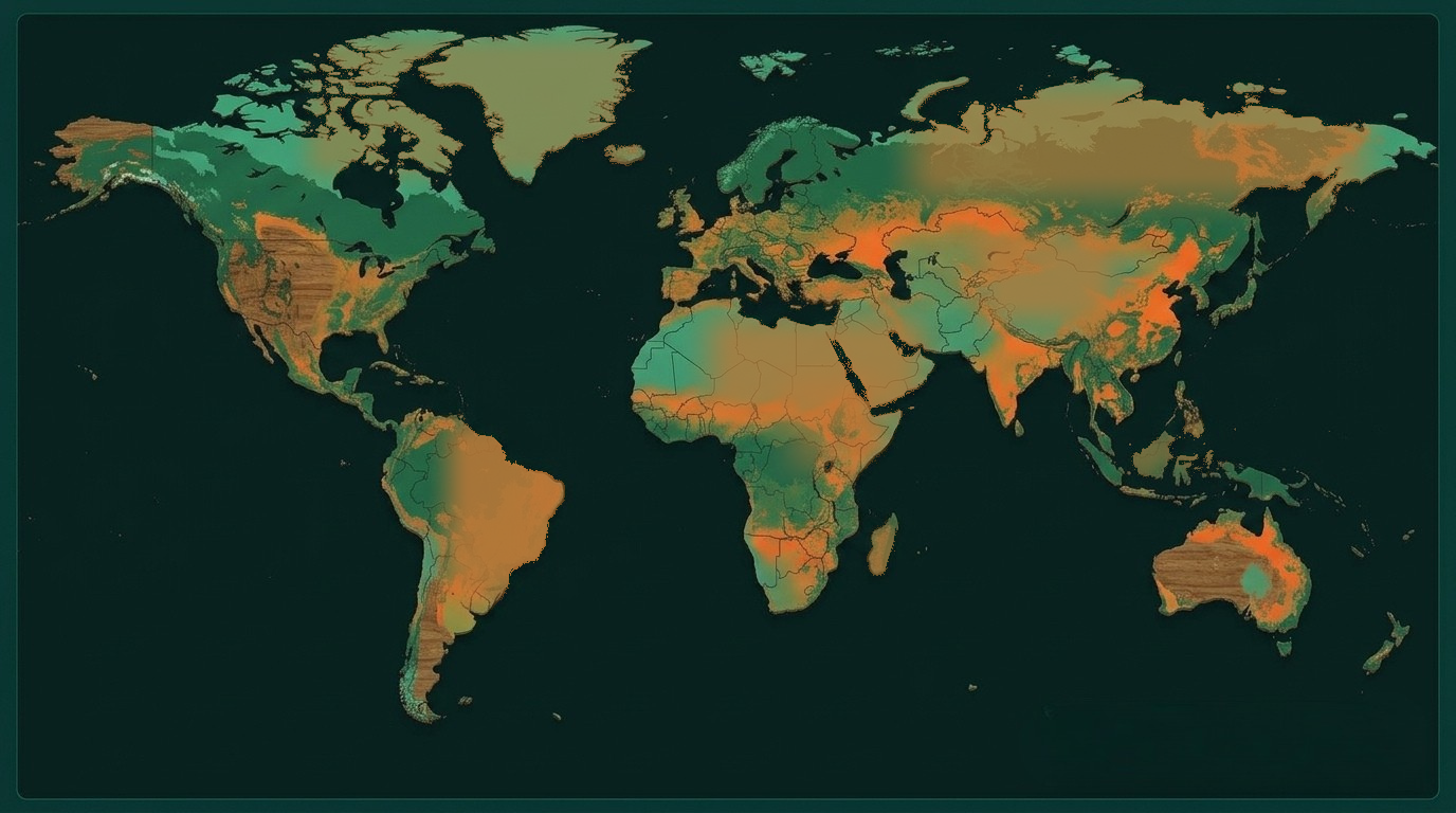 Mapa mundial de deforestación y pérdida de cobertura arbórea que muestra las regiones críticas para la conservación de bosques nativos.